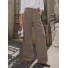 image:imageLILLUSORY Pleated Front High Waisted Dress Pants Light Stretch Wide Leg Button Trousers with PocketsMocha