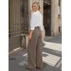 image:imageLILLUSORY Pleated Front High Waisted Dress Pants Light Stretch Wide Leg Button Trousers with PocketsMocha