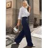 image:imageLILLUSORY Pleated Front High Waisted Dress Pants Light Stretch Wide Leg Button Trousers with PocketsNavy Blue