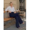 image:imageLILLUSORY Pleated Front High Waisted Dress Pants Light Stretch Wide Leg Button Trousers with PocketsNavy Blue
