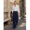 image:imageLILLUSORY Pleated Front High Waisted Dress Pants Light Stretch Wide Leg Button Trousers with PocketsNavy Blue