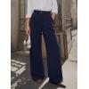 image:imageLILLUSORY Pleated Front High Waisted Dress Pants Light Stretch Wide Leg Button Trousers with PocketsNavy Blue
