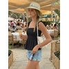 image:imageLILLUSORY Babydoll Camisole Tops for Women Square Neck Floral Flowy Tank Tops Summer 2026Black