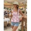 image:imageLILLUSORY Babydoll Camisole Tops for Women Square Neck Floral Flowy Tank Tops Summer 2026Floral Pink