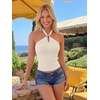 image:imageLILLUSORY Halter Tops for Women Going Out Cute Racerback Summer Trendy Outfits Date Night Cropped Knit Vacation ClothesApricot