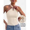 image:imageLILLUSORY Halter Tops for Women Going Out Cute Racerback Summer Trendy Outfits Date Night Cropped Knit Vacation ClothesApricot