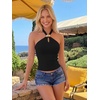 image:imageLILLUSORY Halter Tops for Women Going Out Cute Racerback Summer Trendy Outfits Date Night Cropped Knit Vacation ClothesBlack