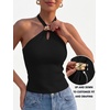 image:imageLILLUSORY Halter Tops for Women Going Out Cute Racerback Summer Trendy Outfits Date Night Cropped Knit Vacation ClothesBlack