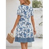 image:imageLILLUSORY Summer Dresses for Women 2026 Short Sleeve Floral Aline Dress with Pockets Boho Flowy SundressesBlue Print