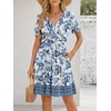 image:imageLILLUSORY Summer Dresses for Women 2026 Short Sleeve Floral Aline Dress with Pockets Boho Flowy SundressesBlue Print