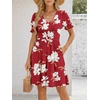 image:imageLILLUSORY Summer Dresses for Women 2026 Short Sleeve Floral Aline Dress with Pockets Boho Flowy SundressesRed Print