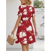 image:imageLILLUSORY Summer Dresses for Women 2026 Short Sleeve Floral Aline Dress with Pockets Boho Flowy SundressesRed Print