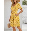 image:imageLILLUSORY Summer Dresses for Women 2026 Short Sleeve Floral Aline Dress with Pockets Boho Flowy SundressesYellow Floral