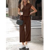 image:imageLILLUSORY Two Piece Lounge Sets for Women Spring Vacation Beach Travel Airport Outfits Casual Cruise Fashion 2026Chocolate Brown