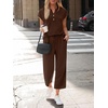 image:imageLILLUSORY Two Piece Lounge Sets for Women Spring Vacation Beach Travel Airport Outfits Casual Cruise Fashion 2026Chocolate Brown