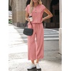 image:imageLILLUSORY Two Piece Lounge Sets for Women Spring Vacation Beach Travel Airport Outfits Casual Cruise Fashion 2026Coral