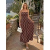 image:imageLILLUSORY Women Floral Maxi Dress Summer Spaghetti Strap Smocked Boho Beach Vacation Long Flowy Sundress with PocketsBrown White