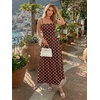 image:imageLILLUSORY Women Floral Maxi Dress Summer Spaghetti Strap Smocked Boho Beach Vacation Long Flowy Sundress with PocketsBrown White