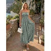 image:imageLILLUSORY Women Floral Maxi Dress Summer Spaghetti Strap Smocked Boho Beach Vacation Long Flowy Sundress with PocketsGreen White
