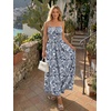image:imageLILLUSORY Women Floral Maxi Dress Summer Spaghetti Strap Smocked Boho Beach Vacation Long Flowy Sundress with PocketsNavy White