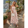 image:imageLILLUSORY Women Floral Maxi Dress Summer Spaghetti Strap Smocked Boho Beach Vacation Long Flowy Sundress with PocketsOrange Pink