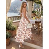 image:imageLILLUSORY Women Floral Maxi Dress Summer Spaghetti Strap Smocked Boho Beach Vacation Long Flowy Sundress with PocketsOrange Pink