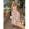 image:imageLILLUSORY Women Floral Maxi Dress Summer Spaghetti Strap Smocked Boho Beach Vacation Long Flowy Sundress with PocketsOrange Pink