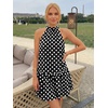 image:imageLILLUSORY Women Halter Dress Summer Mini Short Dresses A Line Polka Dot Petite Sundress Flowy Vacation Party Outfits 2026Black