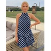 image:imageLILLUSORY Women Halter Dress Summer Mini Short Dresses A Line Polka Dot Petite Sundress Flowy Vacation Party Outfits 2026Navy