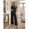 image:imageLILLUSORY Womens 2 Piece Lounge Travel Outfit Soft Breathable Lyocell Henley T Shirt and Wide Leg Pant SetsBlack
