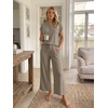 image:imageLILLUSORY Womens 2 Piece Lounge Travel Outfit Soft Breathable Lyocell Henley T Shirt and Wide Leg Pant SetsCoffee
