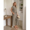 image:imageLILLUSORY Womens 2 Piece Lounge Travel Outfit Soft Breathable Lyocell Henley T Shirt and Wide Leg Pant SetsCoffee