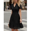 image:imageLILLUSORY Womens Eyelet Dress 2026 Summer Mini V Neck A Line Knee Length Lace Hollow Out Cute Casual Beach Vacation OutfitBlack