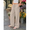 image:imageLILLUSORY Womens Linen Summer Flowy Wide Leg Beach Palazzo Pants with PocketsApricot