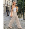 image:imageLILLUSORY Womens Linen Summer Flowy Wide Leg Beach Palazzo Pants with PocketsApricot