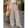 image:imageLILLUSORY Womens Linen Summer Flowy Wide Leg Beach Palazzo Pants with PocketsApricot