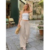 image:imageLILLUSORY Womens Linen Summer Flowy Wide Leg Beach Palazzo Pants with PocketsApricot