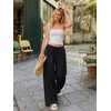 image:imageLILLUSORY Womens Linen Summer Flowy Wide Leg Beach Palazzo Pants with PocketsBlack