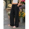 image:imageLILLUSORY Womens Linen Summer Flowy Wide Leg Beach Palazzo Pants with PocketsBlack