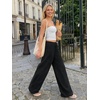 image:imageLILLUSORY Womens Linen Summer Flowy Wide Leg Beach Palazzo Pants with PocketsBlack