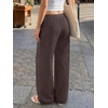 image:imageLILLUSORY Womens Linen Summer Flowy Wide Leg Beach Palazzo Pants with PocketsBrown