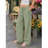 image:imageLILLUSORY Womens Linen Summer Flowy Wide Leg Beach Palazzo Pants with PocketsGreen
