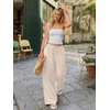 image:imageLILLUSORY Womens Linen Summer Flowy Wide Leg Beach Palazzo Pants with PocketsKhaki