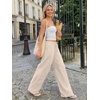 image:imageLILLUSORY Womens Linen Summer Flowy Wide Leg Beach Palazzo Pants with PocketsKhaki