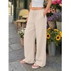 image:imageLILLUSORY Womens Linen Summer Flowy Wide Leg Beach Palazzo Pants with PocketsKhaki