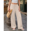 image:imageLILLUSORY Womens Linen Summer Flowy Wide Leg Beach Palazzo Pants with PocketsKhaki