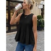 image:imageLILLUSORY Womens Peplum Tops Babydoll Linen Tank Tops Flowy Ruffle Pleated BlousesBlack