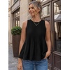 image:imageLILLUSORY Womens Peplum Tops Babydoll Linen Tank Tops Flowy Ruffle Pleated BlousesBlack