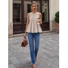 image:imageLILLUSORY Womens Peplum Tops Babydoll Linen Tank Tops Flowy Ruffle Pleated BlousesKhaki