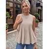 image:imageLILLUSORY Womens Peplum Tops Babydoll Linen Tank Tops Flowy Ruffle Pleated BlousesKhaki